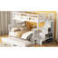 Lit superposé simple en bois massif avec lit gigogne simple et garde-corps, finition blanche pour le rangement de luxe de chambre à coucher - Dortoir-118027597