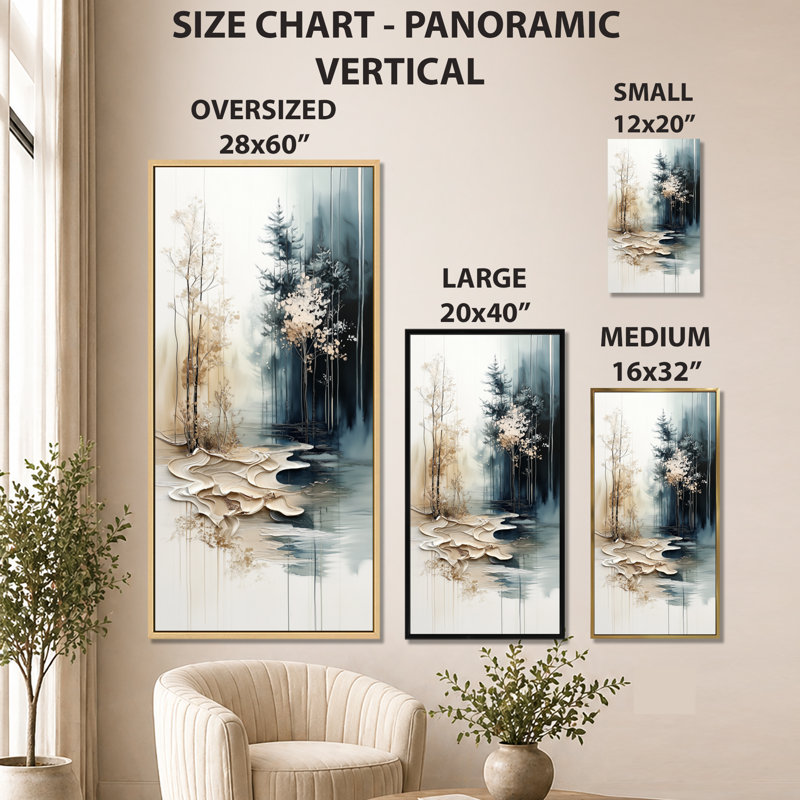 Beige bleu Beulah II - impressions sur toile tranquilles, art mural encadré chaleureux, H 32 po x l 24 po