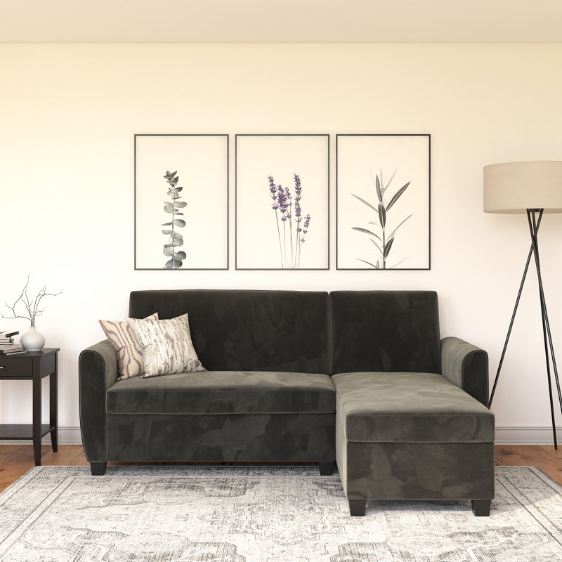 Andryshak 4 Seater Velvet Sofa & Chaise, Gray