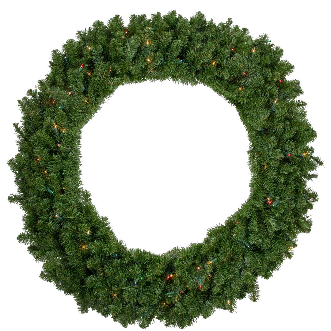 Pre-Lit Canadian Pine Artificial Christmas Wreath - 48-Inch Northlight Seasonal Light