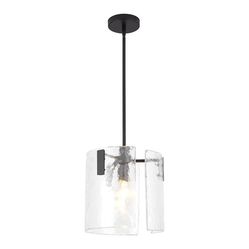 Luminaire suspendu noir 12 po avec verre d'eau transparent Eira, 12-in, Black/Clear Water Glass