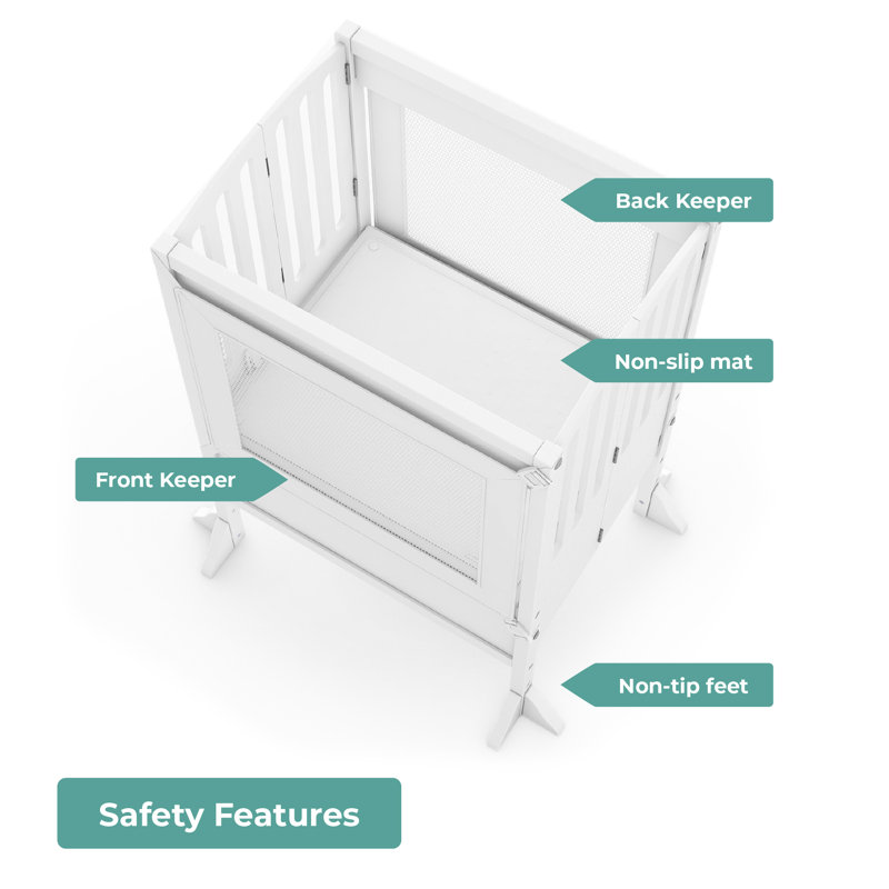 White Foldable Wooden Double Kitchen Helper Step Stool