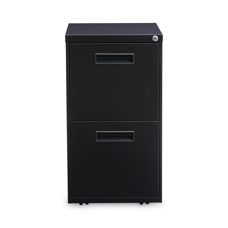 Black 2-Drawer Mobile Steel File Cabinet with Lock