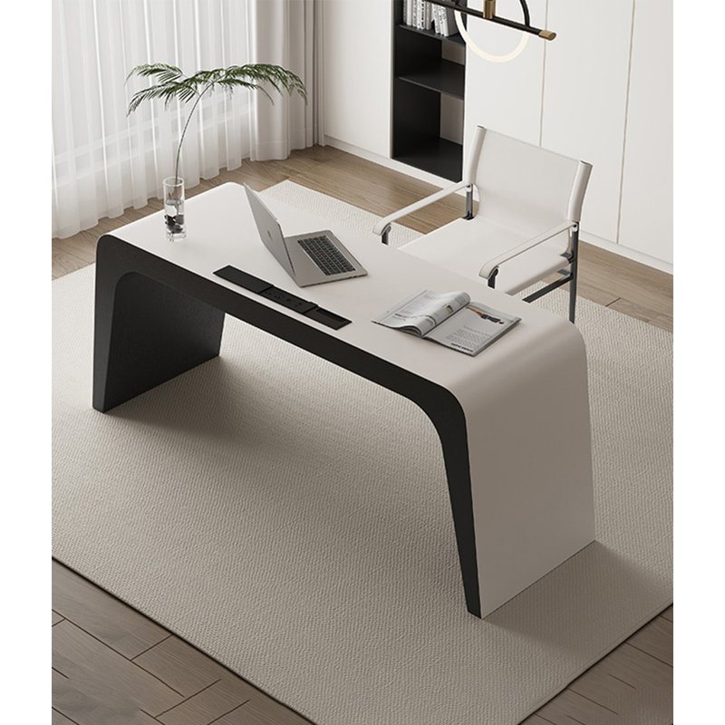 Bureau d'ordinateur en cuir clair, H 29,53 po x l 55,12 po x P 23,62 po