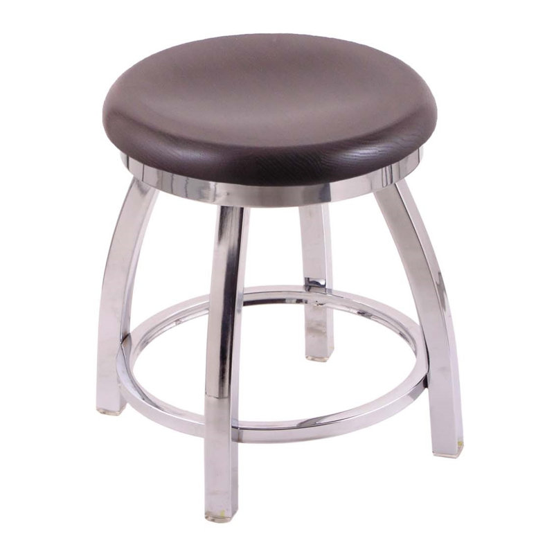802 Misha Swivel Vanity Stool with Wood Seat, Dark Cherry Oak, Chrome
