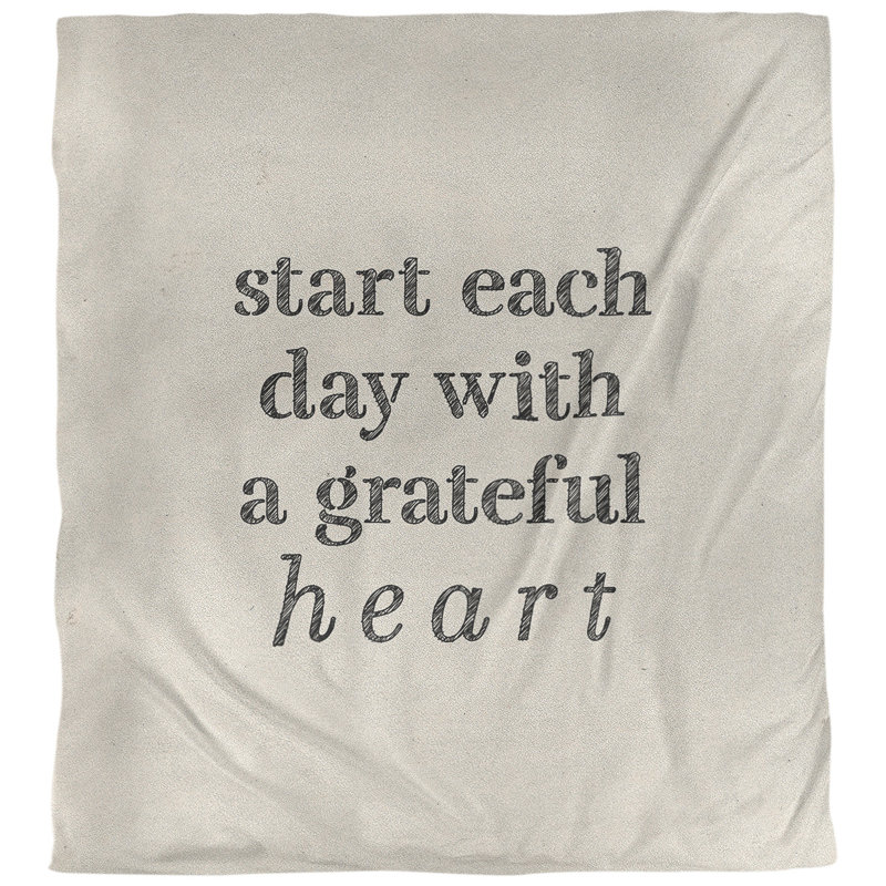 Housse de couette simple à citation gratitude, Housse de couette pour grand lit, Blanc / Noir