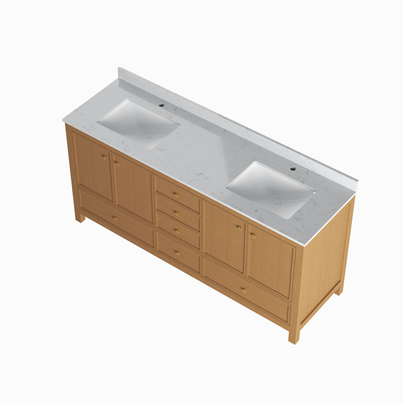 Meuble-lavabo en bois durable avec lavabos doubles, rangement de salle de bain moderne