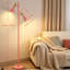 Lampe sur pied moderne avec deux lampes de lecture réglables, un haut poteau vers le haut pour le salon, la chambre à coucher et le bureau, avec une base lestée et des interrupteurs indépendants