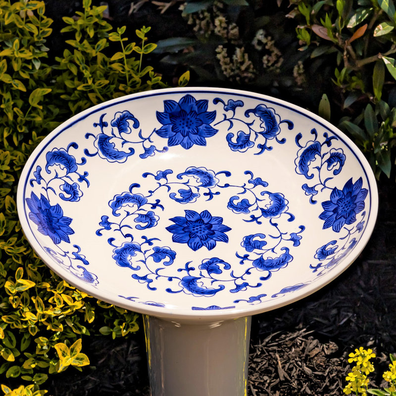 Ceramic Single Tier Birdbath