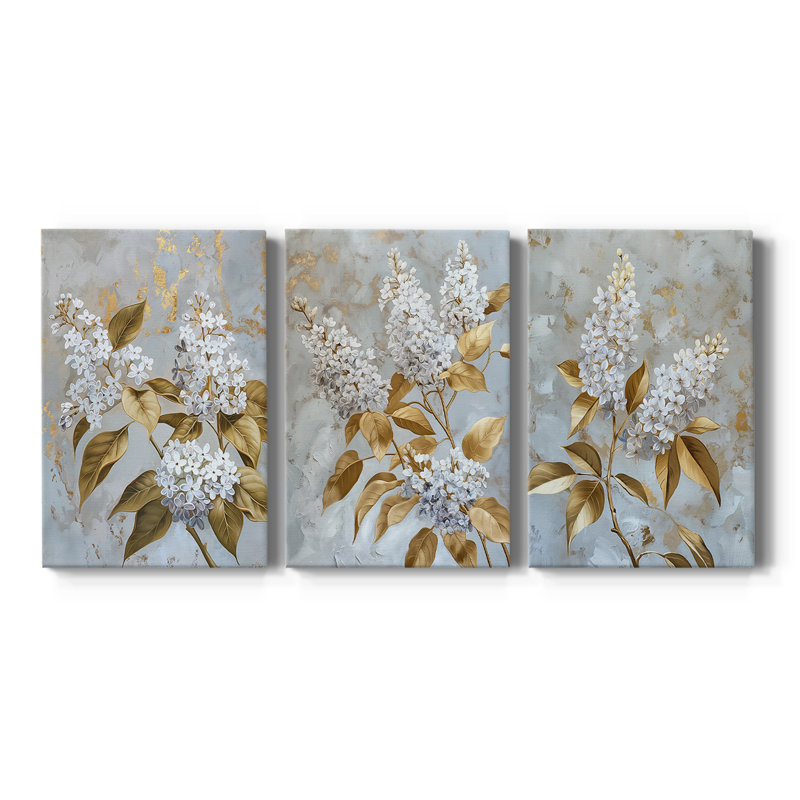 FLORAL Series CCLXII - Toile tendue avec châssis sur mesure - 3 pièces