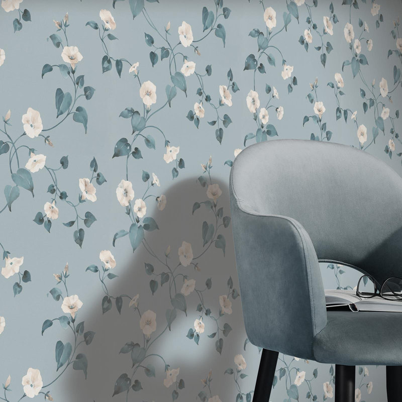 Sophie Laurence Duck Egg Cream Floral Paste The Wall Wallpaper 05549-43