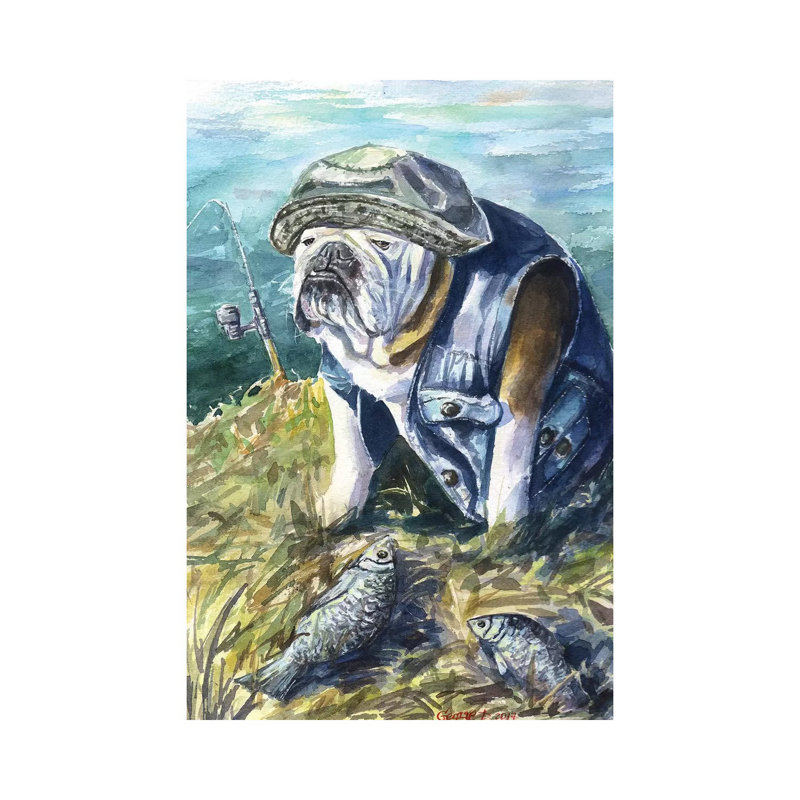 Fishing by George Dyachenko - Wrapped Canvas Painting, 20.32 cm H x 30.48 cm W