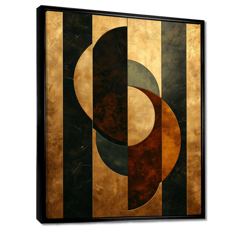 «Hughes Geometric Walnut Essential Forms II», reproduction d'art sur toile moderne, H 32 po x l 16 po, Noir