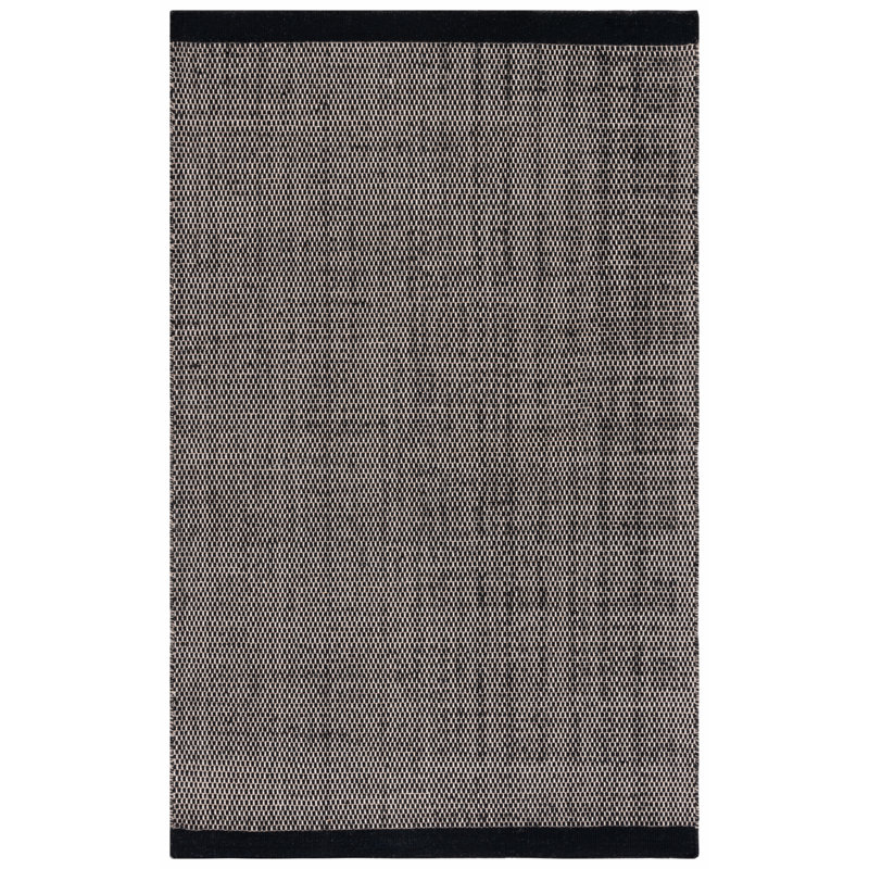 Trellis Hand Woven Wool/Cotton Solid Color Rug in Black, Rectangle 3' x 5'