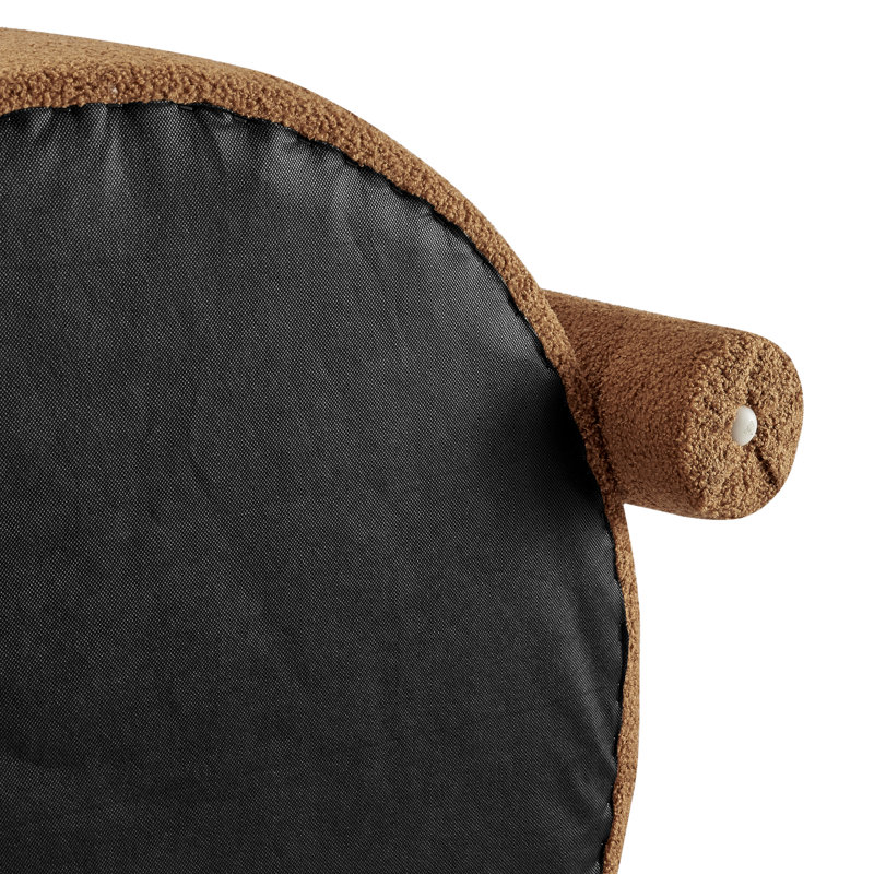 Doiron Faux Shearling Accent Arm Chair, Wilmont Brown Faux Leather