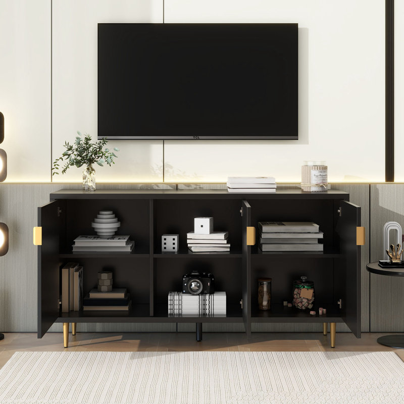 Buffet avec 3 portes et tablettes réglables, Noir