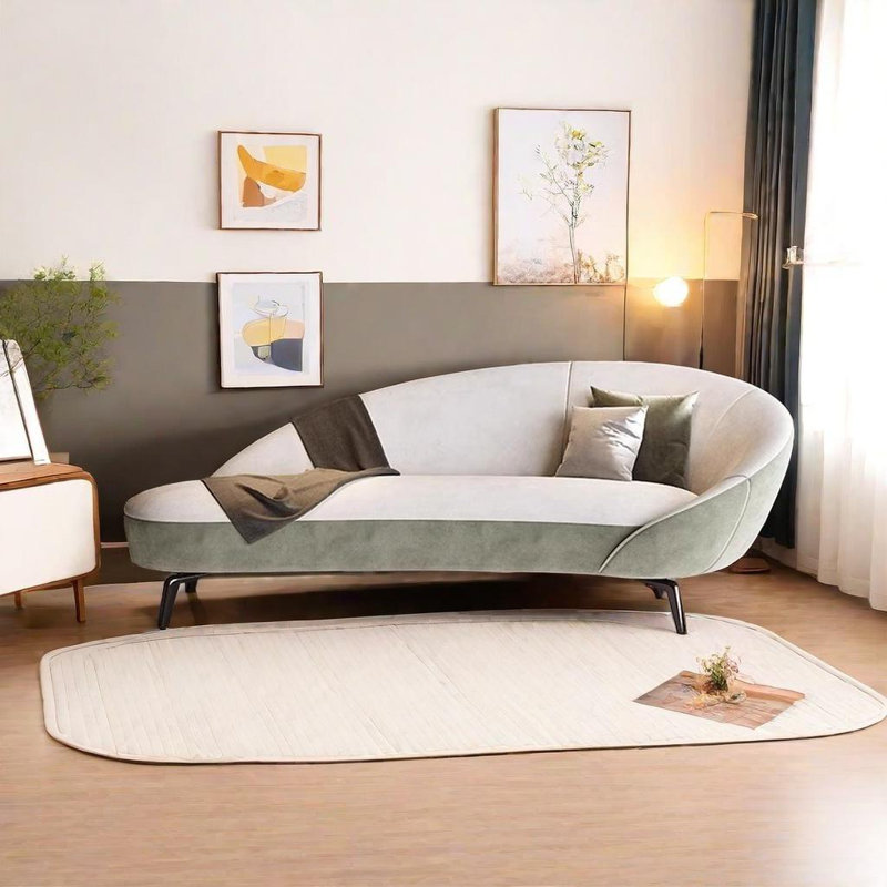 Chaise longue en tissu doux, Right Hand Facing, Beige/Light Green