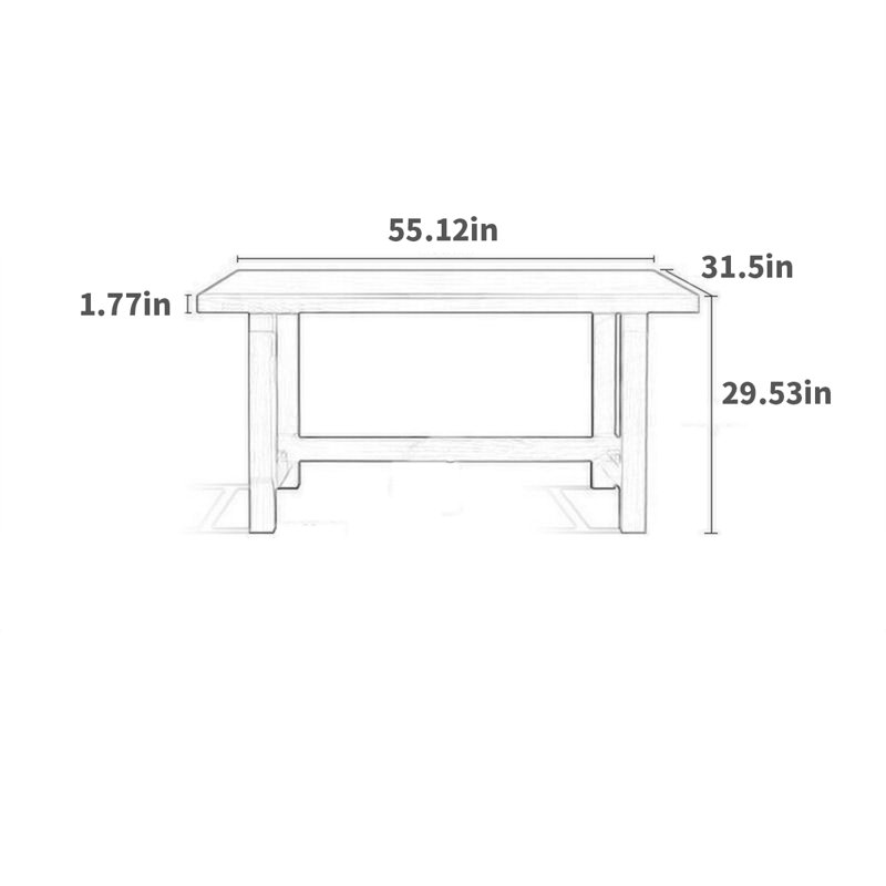 Cherry Solid Wood Dining Table, 31.5" W x 55.12" L