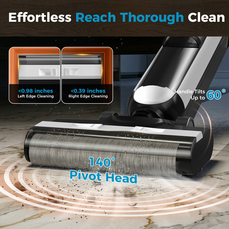Cordless Wet Dry Vacuum Floor Washer with Self-Cleaning System, Dual Tanks and Edge Cleaning for Hard Floors, White