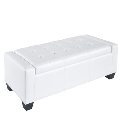 Faux Leather Rectangular Tufted Storage