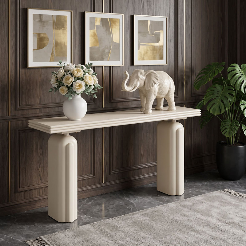 Console en bois avec repose-pieds sécuritaire, Beige