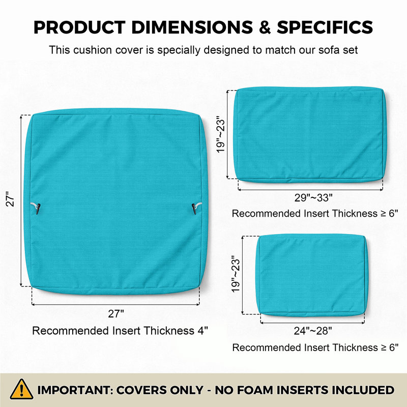 Delaili Hokku Designs 14-Piece Outdoor Patio 27 x 27x 4.1'' Cushion Cover, Aruba