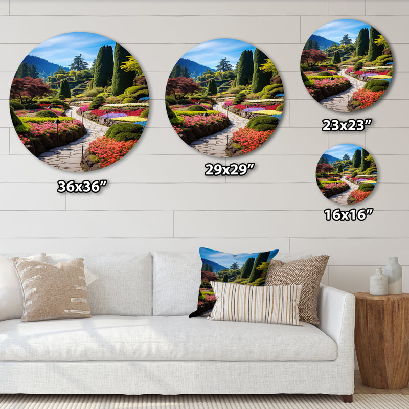 Canada Butchart Gardens I - paysages d'art rond en métal, H 36 po x l 36 po
