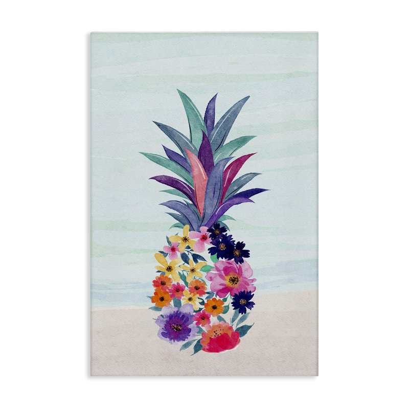Art floral sur toile, ananas et plage par JJ Design House LLC, H 24 po x l 16 po