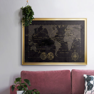 «Black Gold Map», reproduction encadrée sur toile