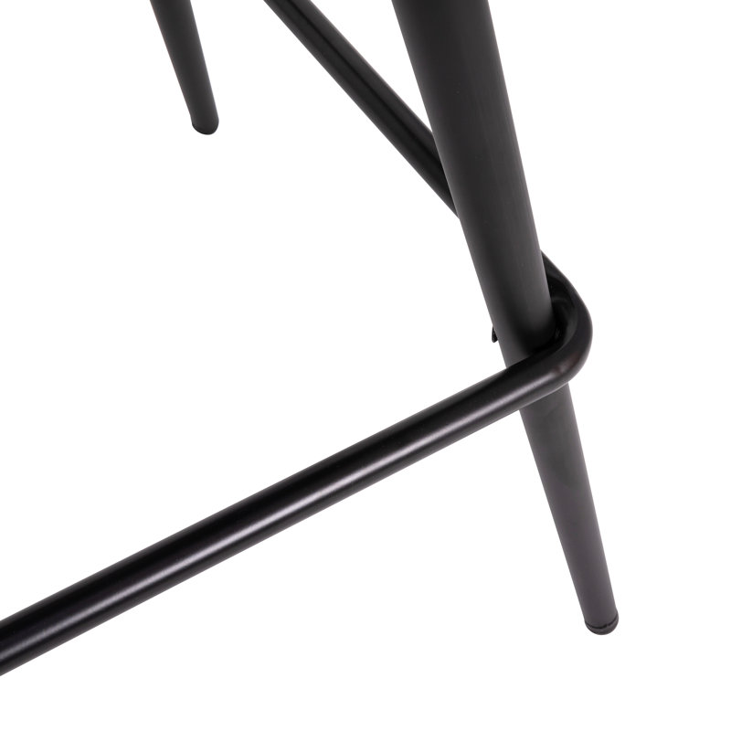 Gray Faux Leather and Metal Bar Stools, Set of 2