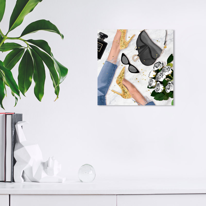 «Sparkling Heels and jeans» par Oliver Gal - impression sur toile tendue, L 12 po x H 12 po