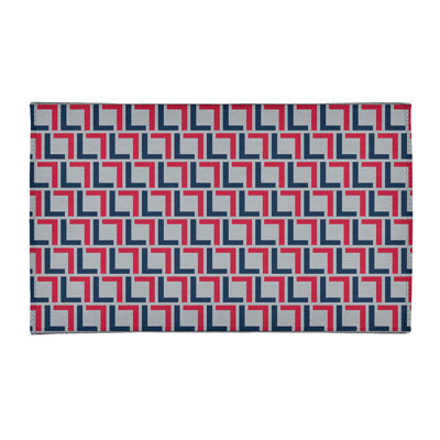 Tapis géométrique bleu marine / gris clair / rouge