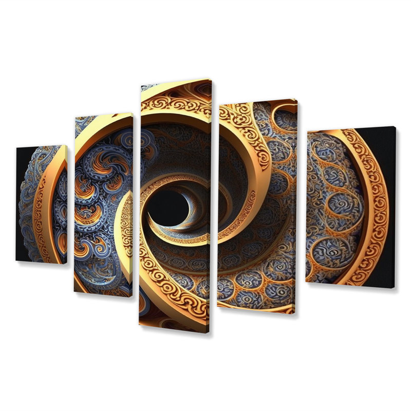 Circulaire Infinitiy Lemniscate en couleurs rétro III - impression d'art moderne géométrique murale - 5 panneaux