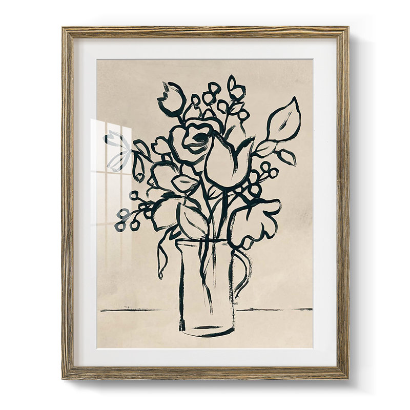Dorset Shapes III - Toile tendue avec châssis, Blanc, Papier avec cadre noyer