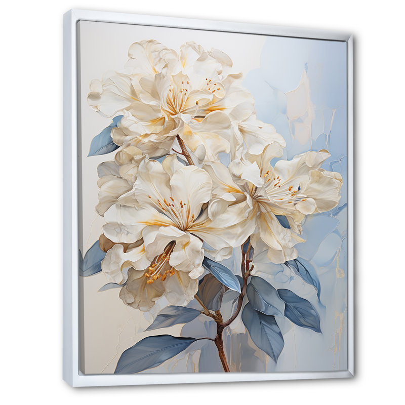 Impression sur toile de minimalisme Rhododendron III - Rhododendron, Cadre flottant noir, H 20 po x l 12 po
