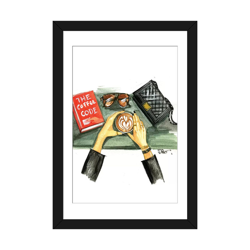 «Coffee Code», impression sur toile, H 24 po x l 16 po x P 1 po, Papier beaux-arts encadré noir