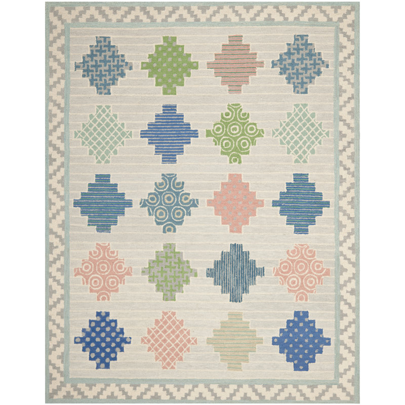 Benil Martha Stewart Hand Tufted Wool Geometric Rug, Rectangle 8' x 10'
