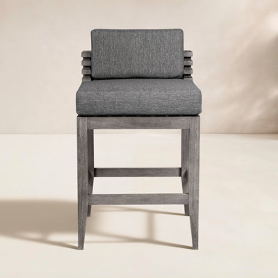 Aerilyn Wood Outdoor Bar Stool with Cushion