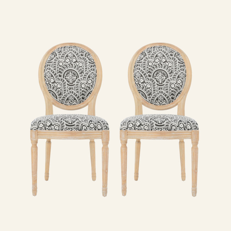 Chaises d'appoint rembourrées, Naturel, Noir / blanc, 4