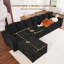 Canapé modulaire en velours côtelé luxueux de 125 pouces de largeur, canapé modulaire à 6 places avec repose-pieds, canapé modulaire réversible en U-106950575