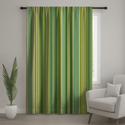Green Stripes Window Curtains, Pattern Sheer & Blockout Curtains - 1 Panel