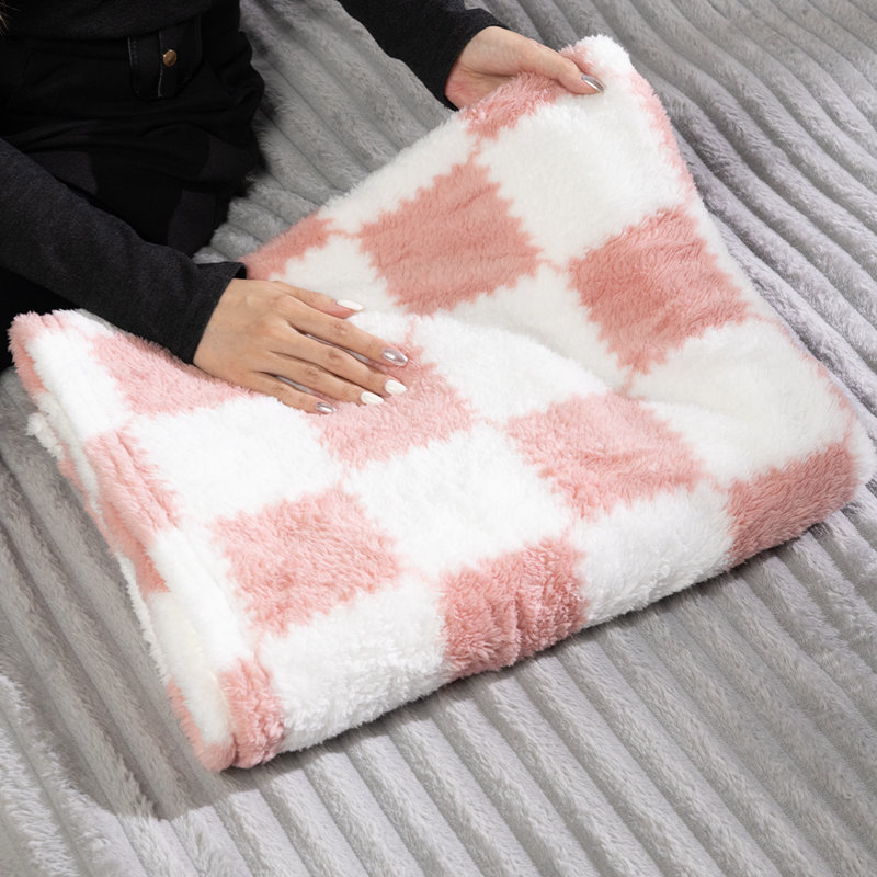 Living and Home Blanket, Pink;White, 150cm x 100cm