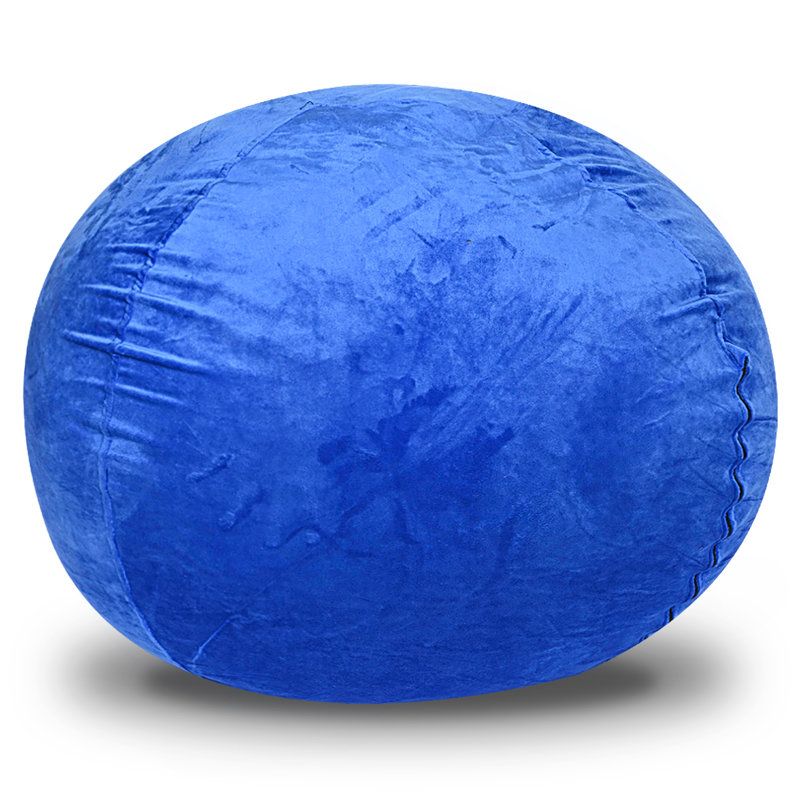 Velvet Bean Bag Chair, Red-3Ft Plush Floor Chair For Kids And Adults W/ Washable Cover, Lounge Chair With Stretchable Fabric, Comfy Bedroom Chair, Filled With Shredded And Memory Foam.