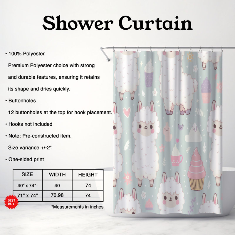 Rideau de douche 1 pièce Soft Alpaca, H 74 po x l 71 po