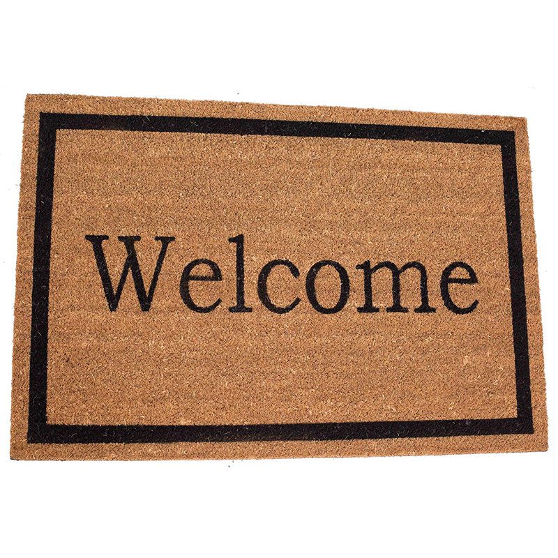 Light Brown Coir Vinyl Backed Welcome Doormat 24 x 36 Inches