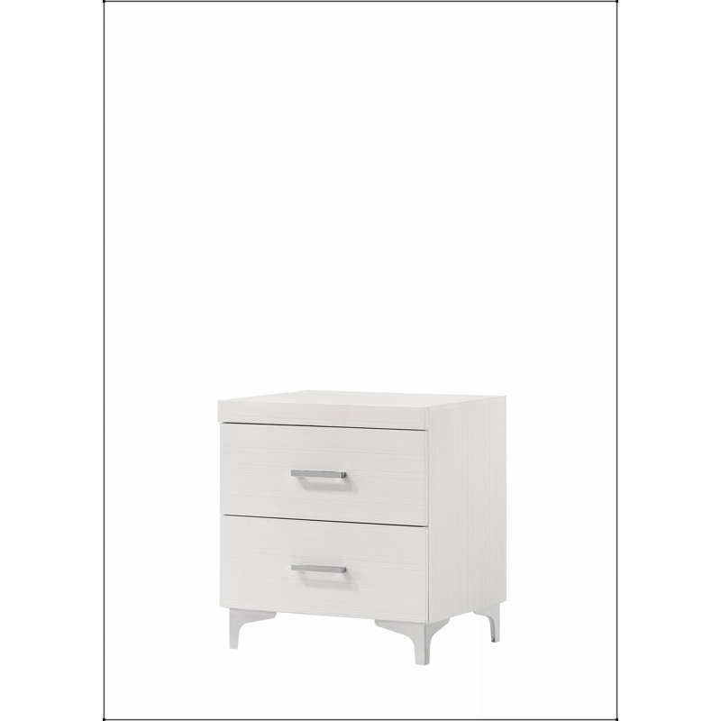 Élégante table de chevet avec tiroirs en queue d'aronde et glissière en métal, parfaite pour les chambres à coucher modernes et le rangement amélioré.