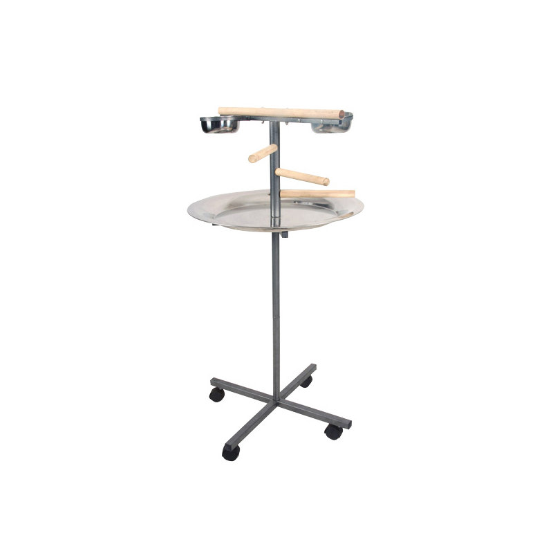 Support de jeu rond Celena avec marches en bois, Platine