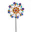 Colorful Blooms Metal Wind Spinner with Red and Blue Acrylic Discs