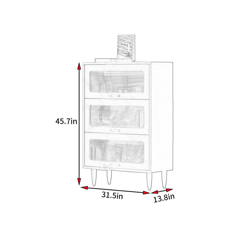 Carolyne, (3 Shelves) 45.7"H x 31.5"W x 13.8"D