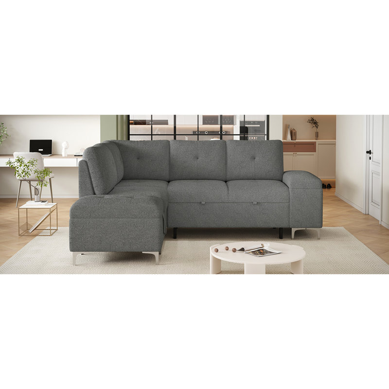 Gris avec compartiment de rangement latéral et connexions, table rabattable, Gris